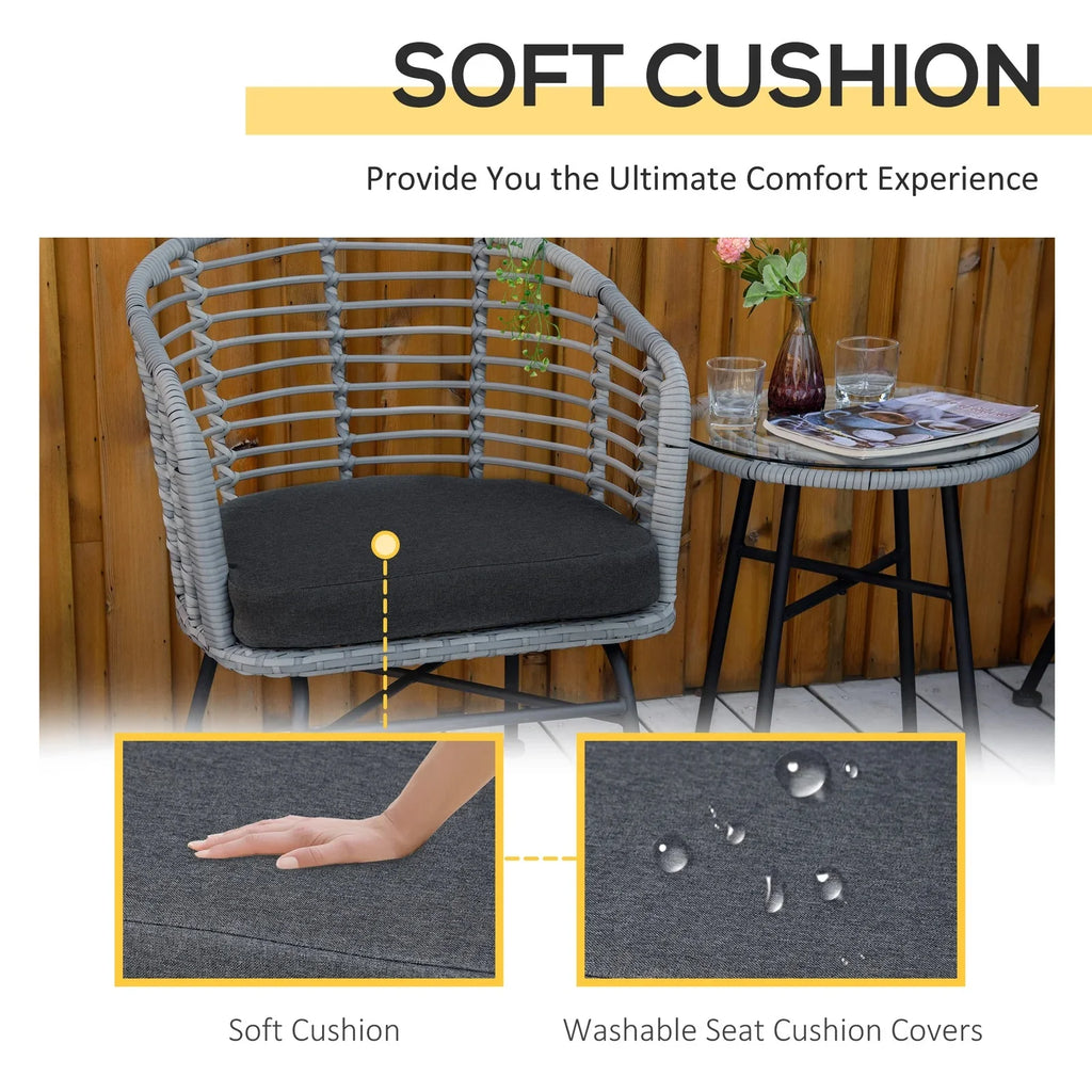Virasat Outdoor Patio Seating Set 2 Chairs and 1 Table Set (Grey)-VIRASAT FURNITURE & FURNISHING