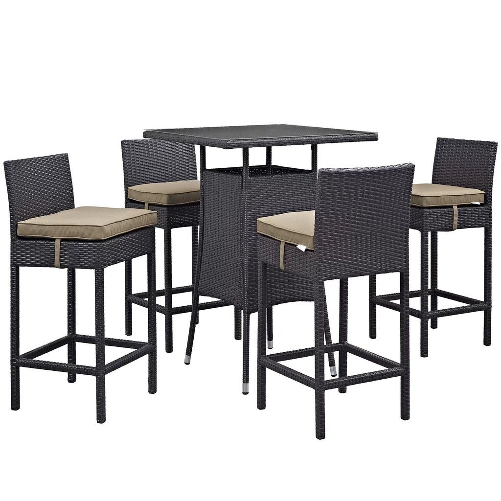 Virasat Outdoor Patio Bar Sets 4 Chairs and 1 Table (Dark Brown)-VIRASAT FURNITURE & FURNISHING
