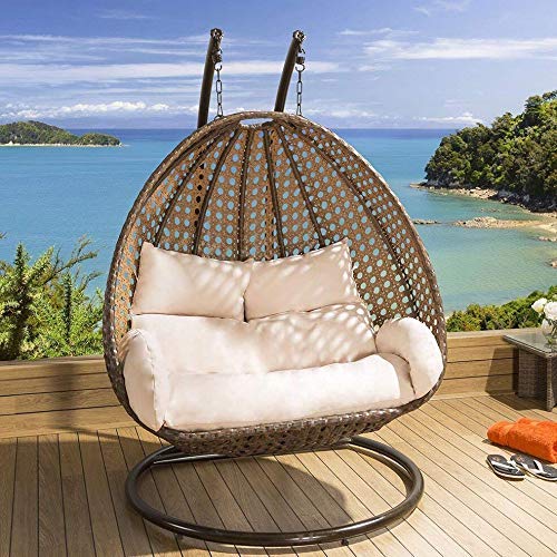 Virasat Double Seater Hanging Swing With Stand For Balcony, Garden Swing (Gold)-VIRASAT FURNITURE & FURNISHING