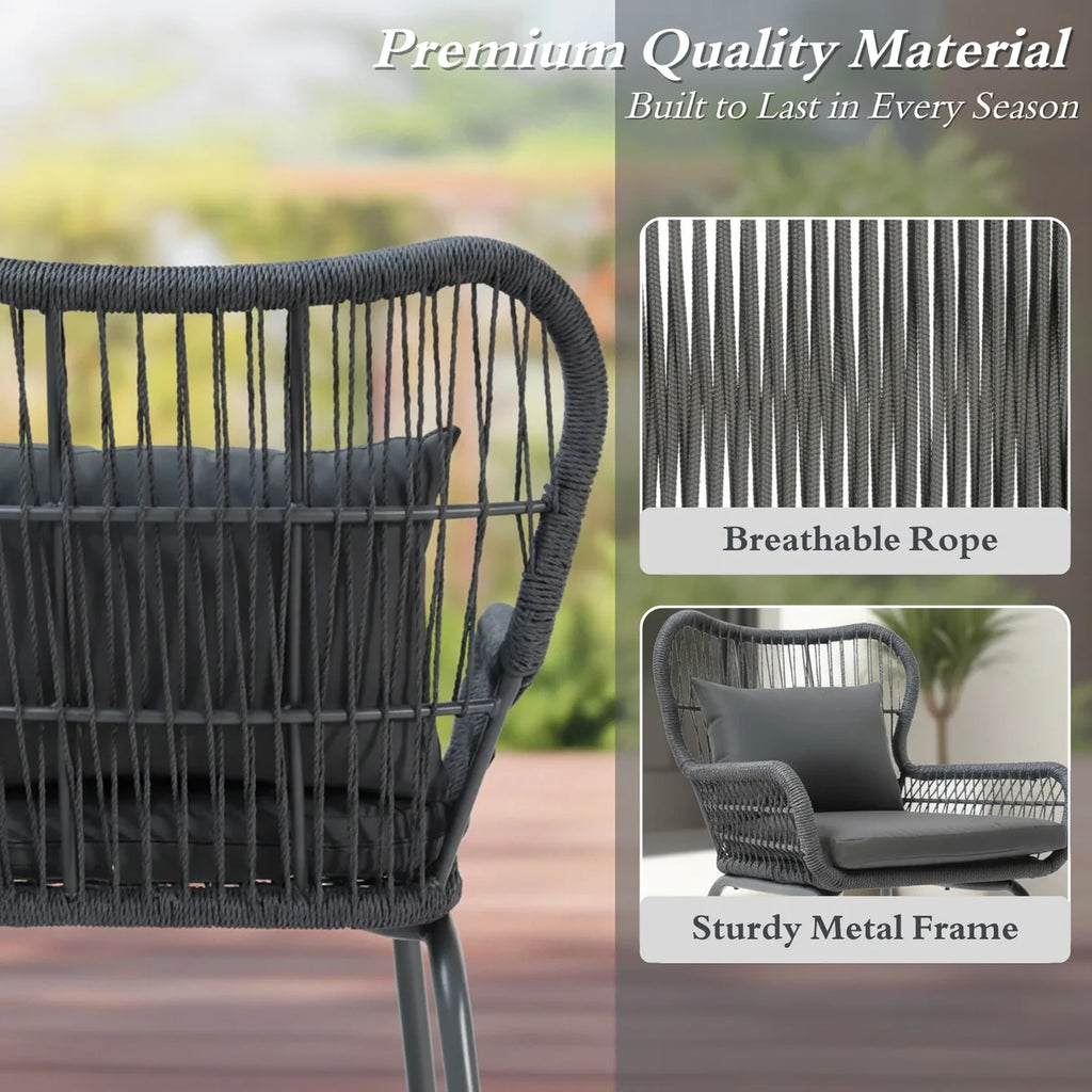 VIRASAT FURNITURE Outdoor Patio Garden 3 Piece All Weather Resistant Furniture Set