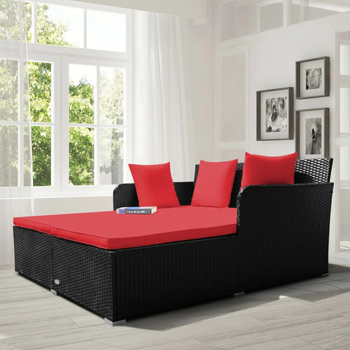Virasat Outdoor Poolside Sunbed With Cushion Daybed (Black)-VIRASAT FURNITURE & FURNISHING