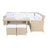 VIRASAT FURNITURE 8 SEATER L-SHAPE OUTDOOR WICKER SOFA SET 5-PIECE (BEIGE & WHITE)
