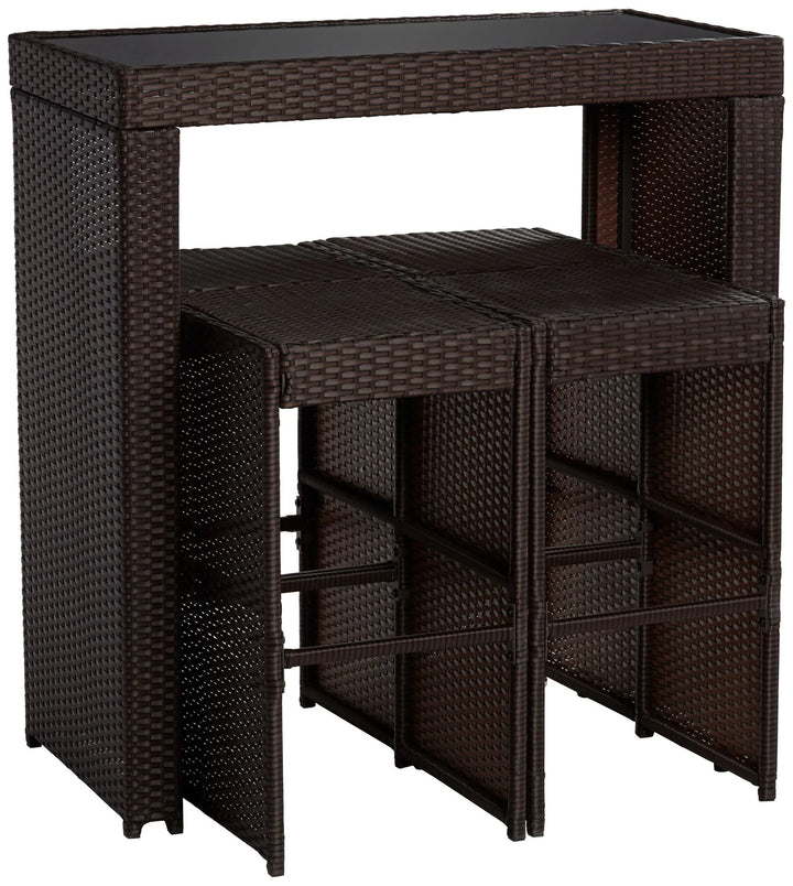 Virasat Capone Outdoor Patio Bar Sets 4 Chairs and 1 Table (Dark Brown)