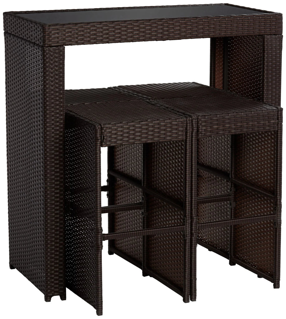 Virasat Outdoor Patio Bar Sets 4 Chairs and 1 Table Dark Brown-VIRASAT FURNITURE & FURNISHING