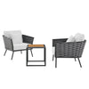 VIRASAT FURNITURE Outdoor Rope 3-Piece Patio Set With Wooden Top Table