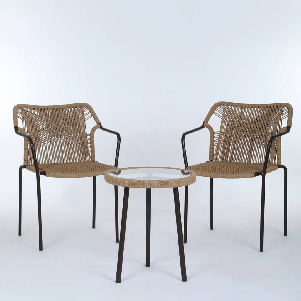 VIRASAT FURNITURE 3-Piece Outdoor Beige Rope Patio Set