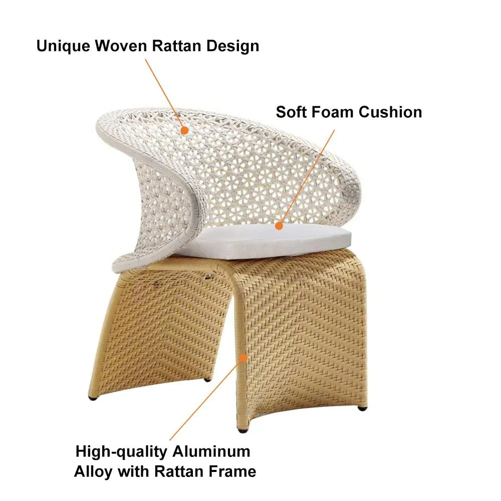 Virasat Outdoor Patio Seating Set 6 Chairs and 1 Table Set (Tan + White)-VIRASAT FURNITURE & FURNISHING
