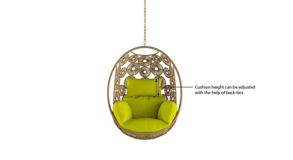 Virasat Single Seater Hanging Swing Without Stand For Balcony , Garden Swing (Honey)-VIRASAT FURNITURE & FURNISHING