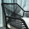 VIRASAT FURNITURE ELICIA OUTDOOR PATIO SEATING SET 2 CHAIRS AND 1 TABLE SET (BLACK) BRAIDED & ROPE