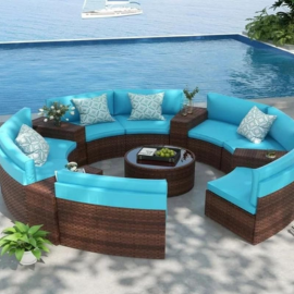 Virasat 8 Seater Outdoor Sofa Set | Rattan Wicker Patio Furniture India | Garden Sofa for Balcony, Terrace, Home – Free All India Delivery