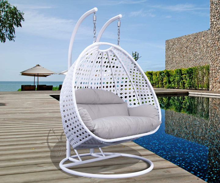 Virasat Lombardi Double Seater Hanging Swing With Stand For Balcony , Garden Swing (White)