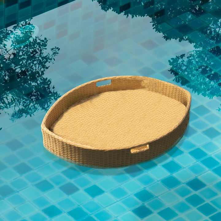 Virasat Célia Luxury Floating Serving Tray For Swimming Pool - Light Brown (Boat Shape)