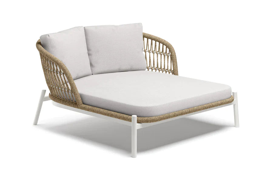Virasat Outdoor Poolside Sunbed With Cushion Daybed Braided & Rope-VIRASAT FURNITURE & FURNISHING