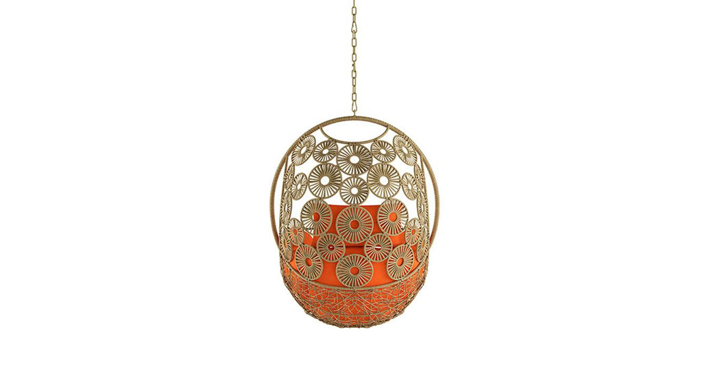 Virasat Single Seater Hanging Swing Without Stand For Balcony, Garden Swing (Honey)-VIRASAT FURNITURE & FURNISHING