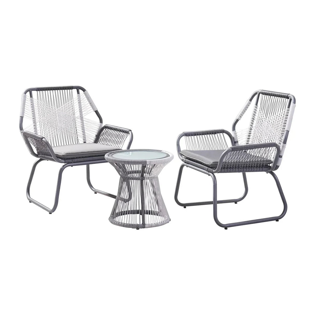 VIRASAT FURNITURE Outdoor Rope Double Tone 3-Piece Patio Set