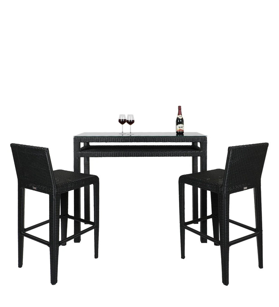 Virasat Outdoor Patio Bar Sets 2 Chairs and 1 Table Black-VIRASAT FURNITURE & FURNISHING