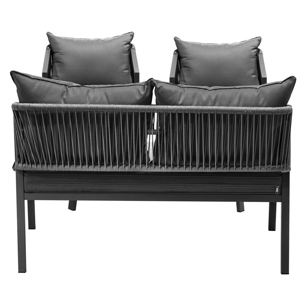 Virasat Outdoor Sofa Set 2 Seater, 2 Single Seater and 1 Center Table (Dark Grey) Braided & Rope-VIRASAT FURNITURE & FURNISHING