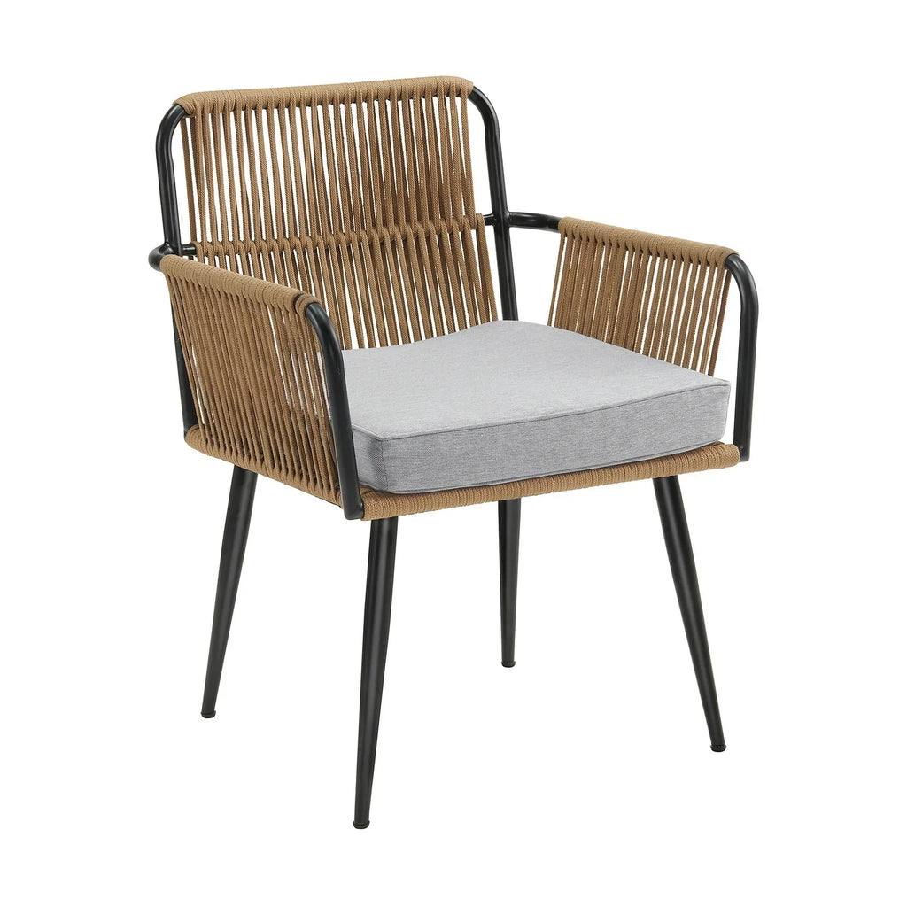 Virasat Outdoor Patio Seating Set 2 Chairs and 1 Table Set (Tan) Braided & Rop-VIRASAT FURNITURE & FURNISHING