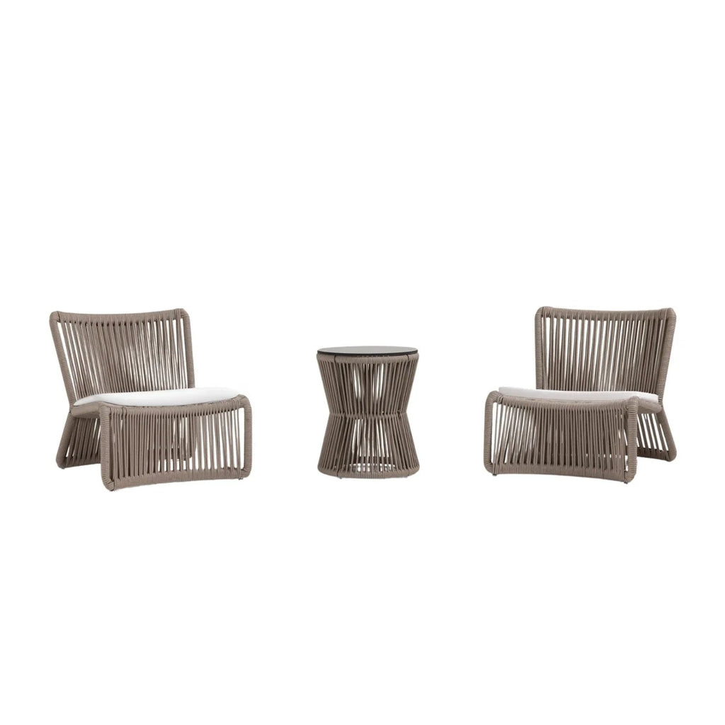 VIRASAT FURNITURE 3-Piece Outdoor Beige Rope Patio Set