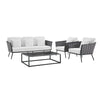 VIRASAT FURNITURE 6-PIECE OUTDOOR ROPE SOFA SET 6-SEATER (GREY & WHITE)