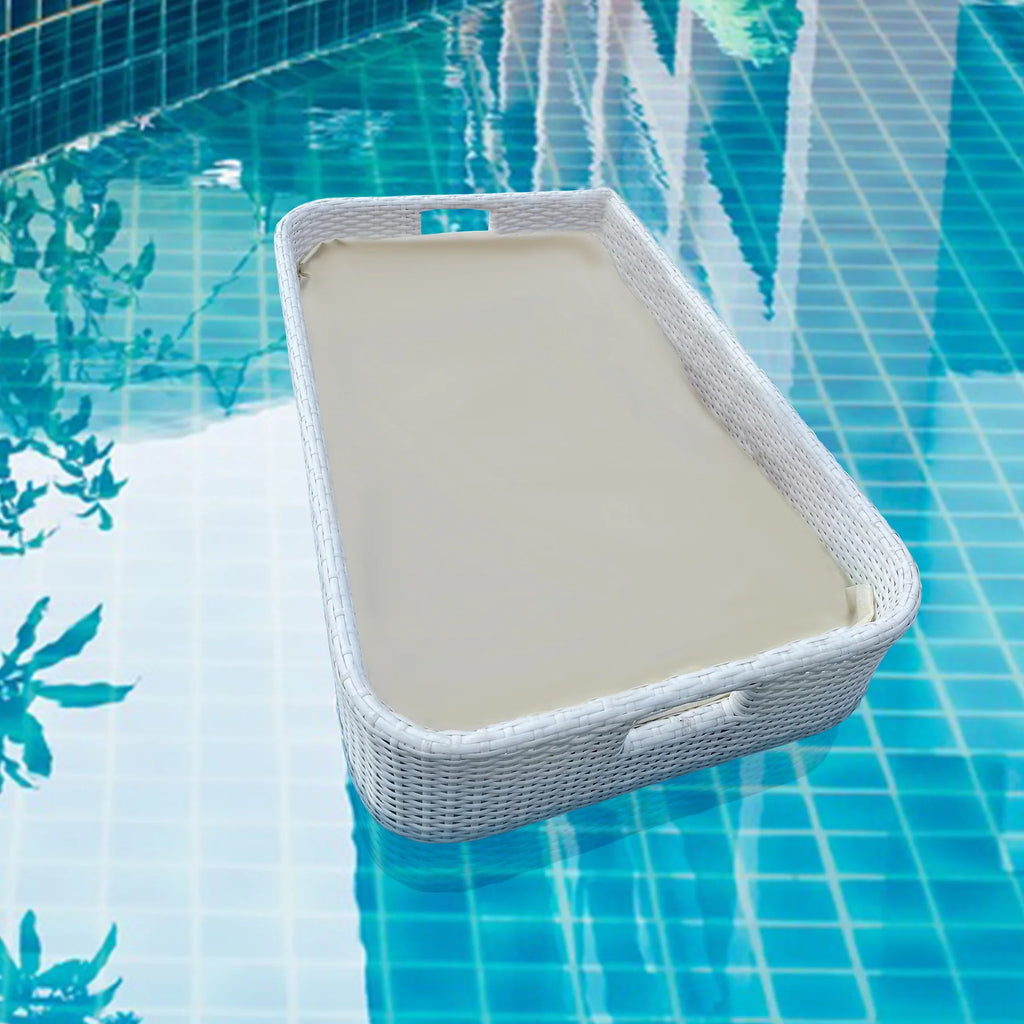Virasat Luxury Floating Serving Tray For Swimming Pool - White (Rectangle)-VIRASAT FURNITURE & FURNISHING