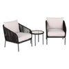 VIRASAT FURNITURE 3 Piece Outdoor Rope Bistro Set (Black & White)