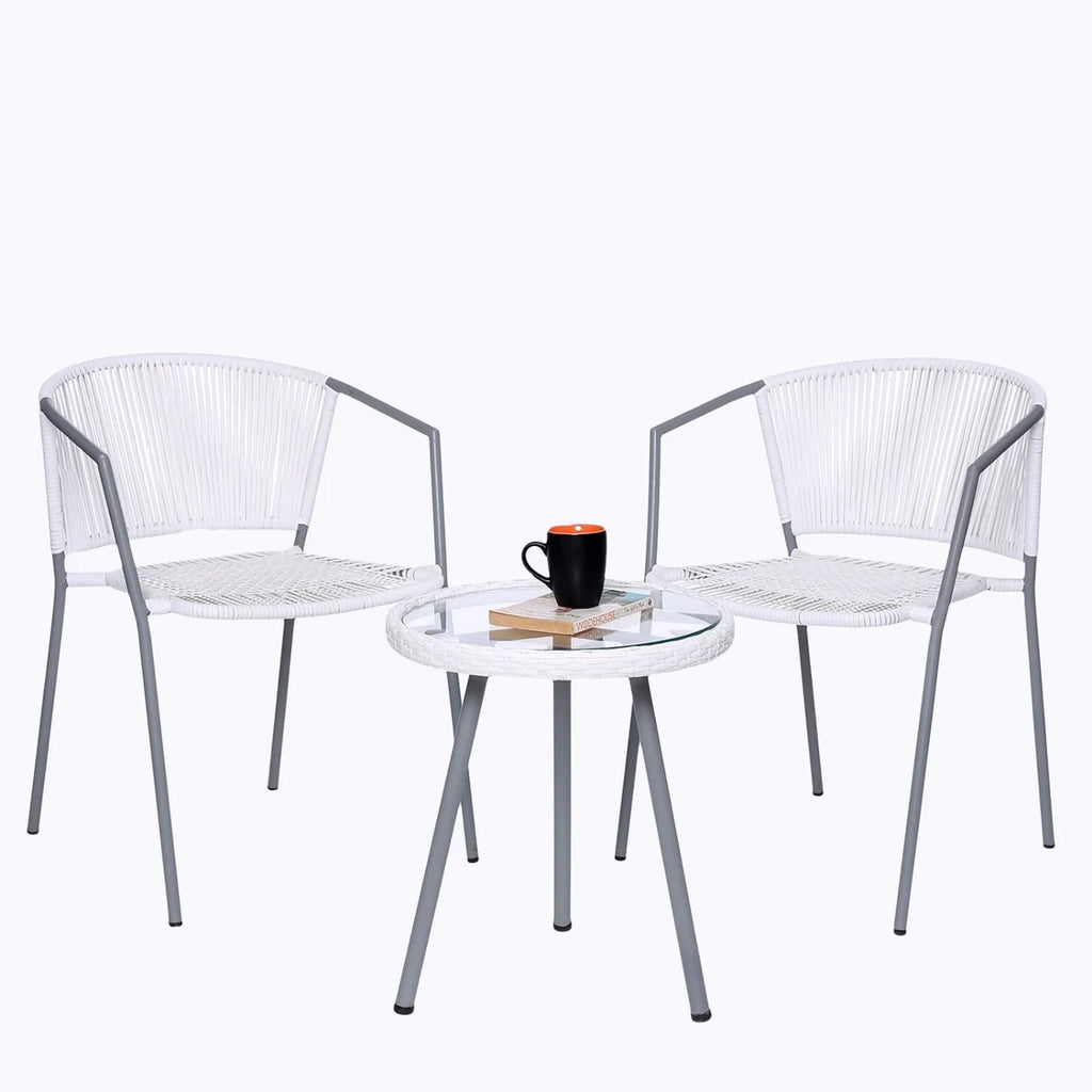 VIRASAT FURNITURE 3-Piece Outdoor White Wicker Patio Set