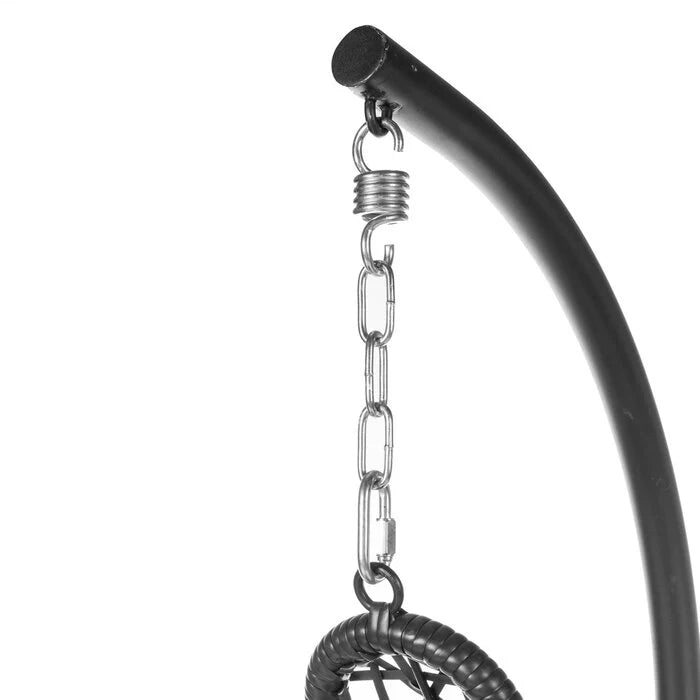 Virasat Single Seater Hanging Swing With Stand For Balcony, Garden (Black)-VIRASAT FURNITURE & FURNISHING