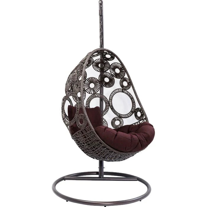 Virasat Single Seater Hanging Swing With Stand For Balcony, Garden Swing (Dark Brown)-VIRASAT FURNITURE & FURNISHING