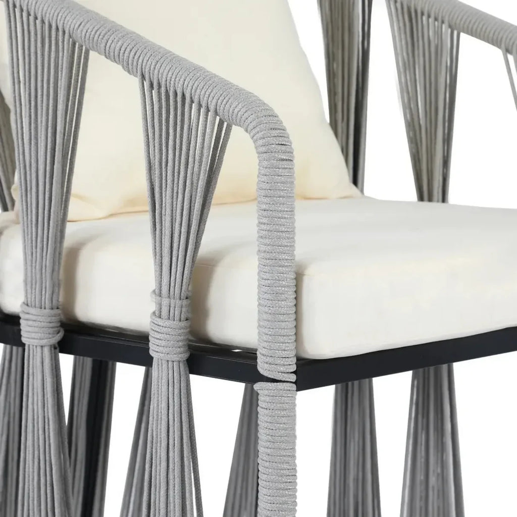VIRASAT FURNITURE Outdoor Rope 3-Piece Patio Set (Grey & Cream)