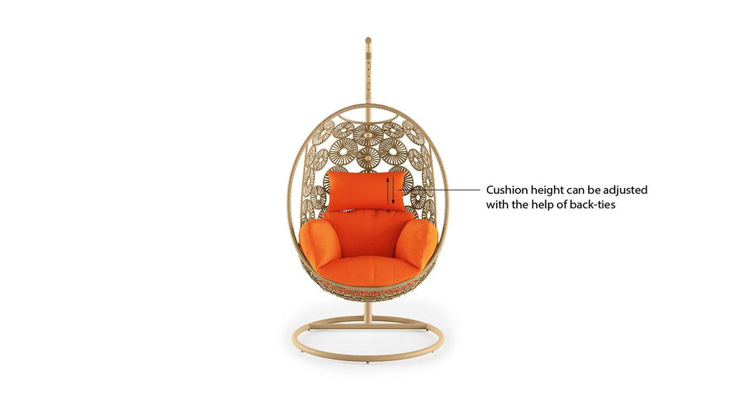 Virasat Single Seater Hanging Swing With Stand For Balcony, Garden Swing (Cream)-VIRASAT FURNITURE & FURNISHING