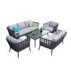 VIRASAT FURNITURE OUTDOOR GREY ROPE SOFA SET 7-SEATER WITH GLASS TOP CENTER TABLE