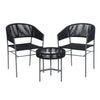 VIRASAT FURNITURE 3-Piece Black Rope Outdoor Patio Set with Cushions & Center Table