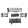 VIRASAT FURNITURE OUTDOOR ROPE SOFA SET 7-SEATER WITH GLASS TOP CENTER TABLE (GREY/BEIGE)