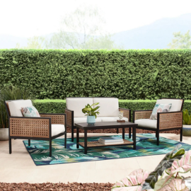 Virasat Outdoor Garden Balcony Sofa Set 2 Seater, 2 Single Seater and 1 Center Table Set (Brown)