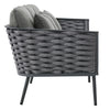 VIRASAT FURNITURE 4 PIECE OUTDOOR ROPE SOFA SET WITH WOODEN TOP TABLE (GREY)