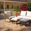 VIRASAT FURNITURE OUTDOOR ROPE SOFA SET 7-SEATER WITH OTTOMANS (BEIGE & OFF-WHITE)