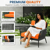 VIRASAT FURNITURE Outdoor 3-Piece All-Weather Rope Patio Set with Orange Cushions & Center Table