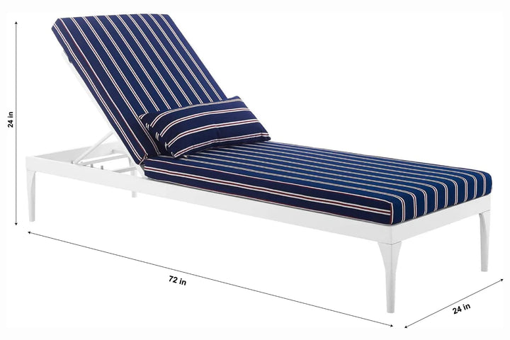 Virasat Mick Outdoor Swimming Poolside Lounger (White + Navy Blue ) Set of 2