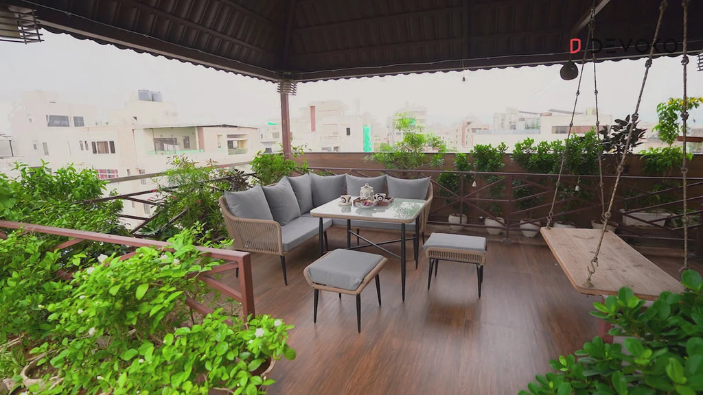 VIRASAT FURNITURE 6 SEATER L-SHAPE OUTDOOR ROPE SOFA SET