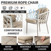 VIRASAT FURNITURE SURFER OUTDOOR PATIO SEATING SET 2 CHAIRS AND 1 TABLE SET (GREY) BRAIDED & ROPE
