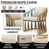VIRASAT FURNITURE VARQO OUTDOOR PATIO SEATING SET 2 CHAIRS AND 1 TABLE SET (CREAM) BRAIDED & ROPE