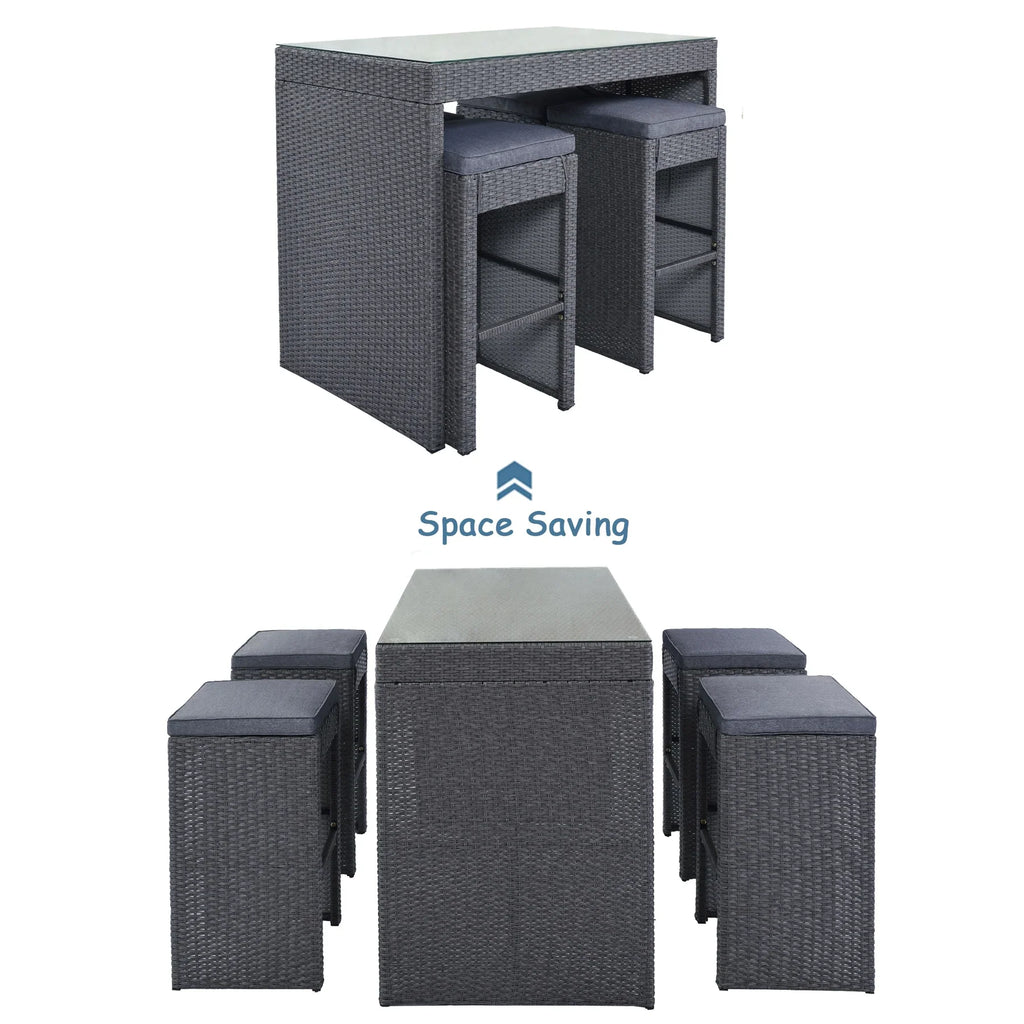 Virasat Outdoor Bar Sets 4 Chairs and 1 Table Patio Bar Set (Grey)-VIRASAT FURNITURE & FURNISHING