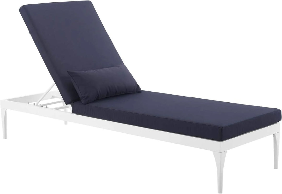 Virasat Daley Outdoor Swimming Poolside Lounger (White + Navy Blue) Set of 2