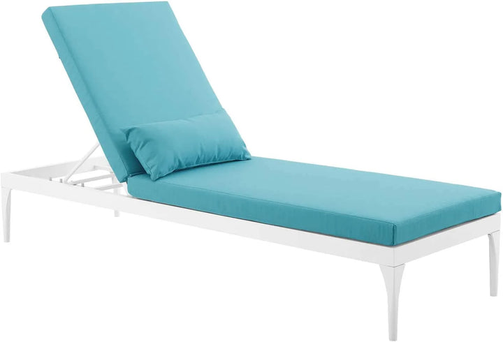 Virasat Clay Outdoor Swimming Poolside Lounger (White + Sky Blue )