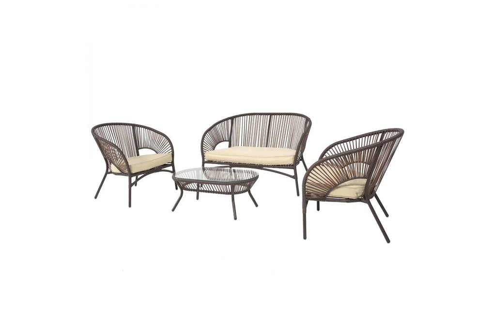 Virasat Outdoor Sofa Set 2 Seater, 2 Single Seater and 1 Center Table Set (Brown)-VIRASAT FURNITURE & FURNISHING
