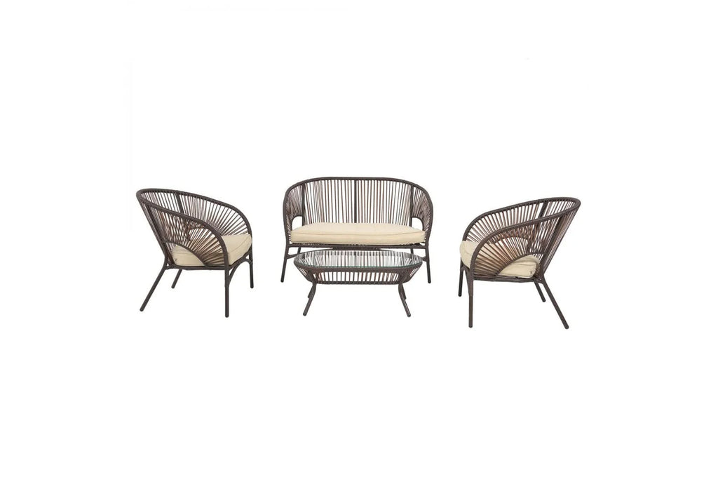 Virasat Outdoor Sofa Set 2 Seater, 2 Single Seater and 1 Center Table Set (Brown)-VIRASAT FURNITURE & FURNISHING