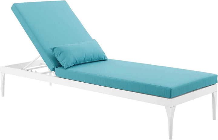 Virasat Clay Outdoor Swimming Poolside Lounger (White + Sky Blue )