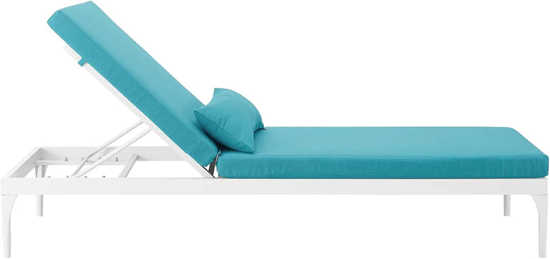 Virasat Clay Outdoor Swimming Poolside Lounger (White + Sky Blue )