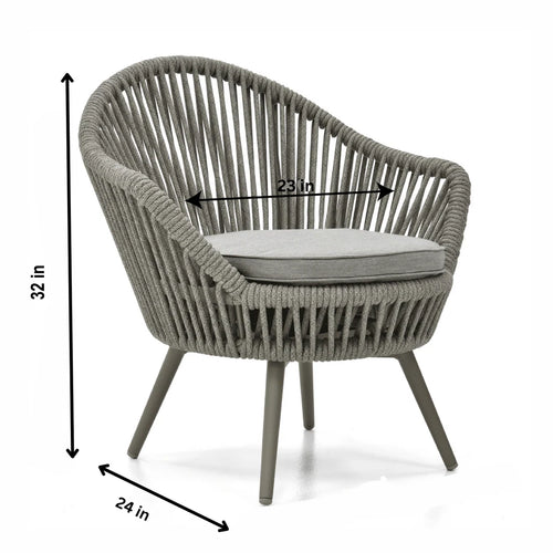VIRASAT FURNITURE FAUX OUTDOOR PATIO SEATING SET 2 CHAIRS AND 1 TABLE SET (GREY) BRAIDED & ROPE